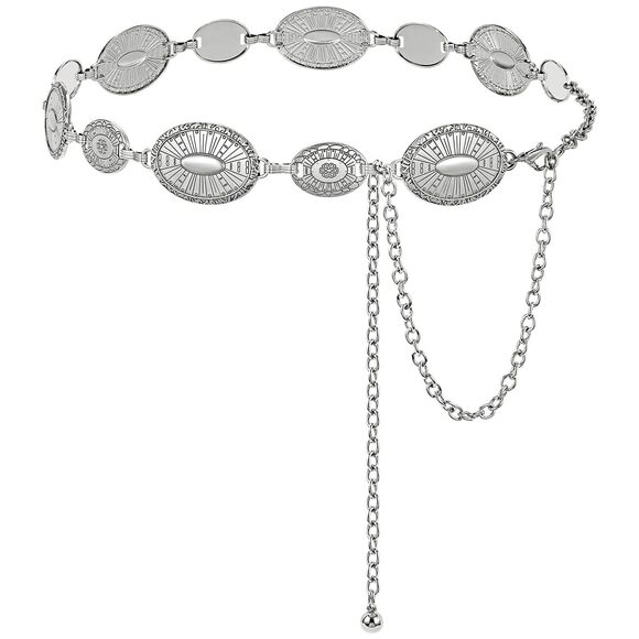 Accessories - 7127 Women Western Metal Chain Belt Concho Cowgirl Waist Link